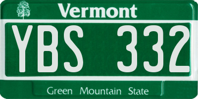 VT license plate YBS332