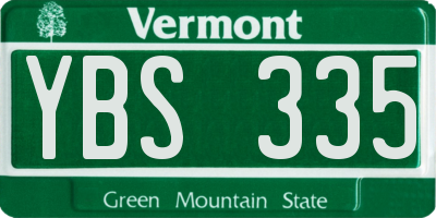 VT license plate YBS335