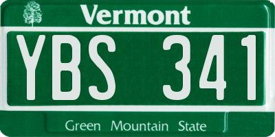 VT license plate YBS341
