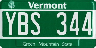 VT license plate YBS344