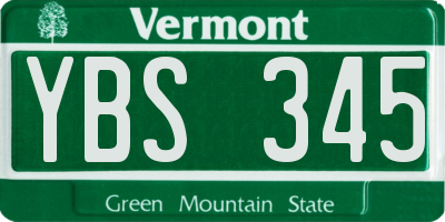 VT license plate YBS345