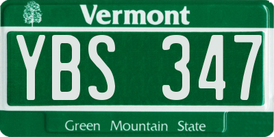 VT license plate YBS347