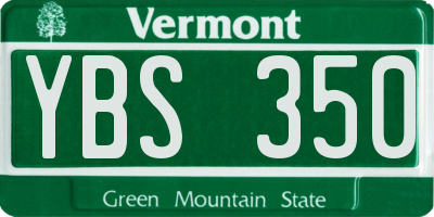 VT license plate YBS350