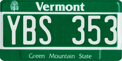 VT license plate YBS353