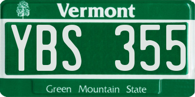 VT license plate YBS355
