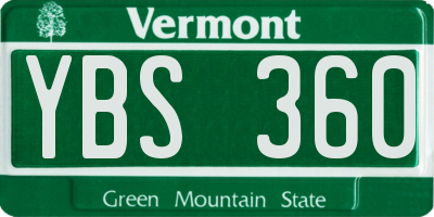 VT license plate YBS360