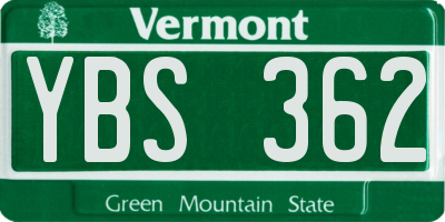 VT license plate YBS362