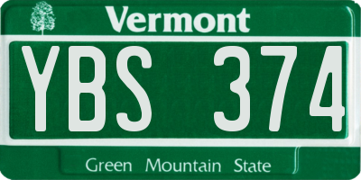 VT license plate YBS374