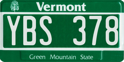VT license plate YBS378