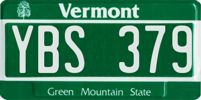 VT license plate YBS379