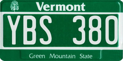 VT license plate YBS380