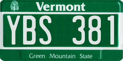 VT license plate YBS381