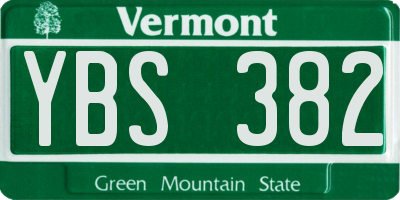 VT license plate YBS382