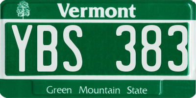 VT license plate YBS383