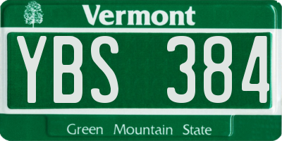 VT license plate YBS384