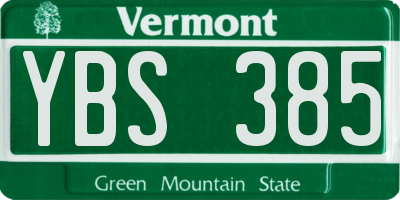 VT license plate YBS385