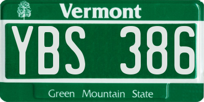 VT license plate YBS386