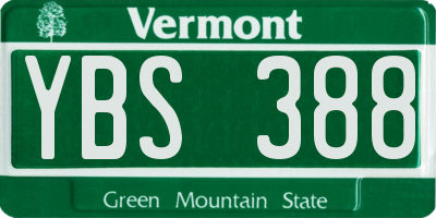 VT license plate YBS388