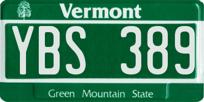 VT license plate YBS389