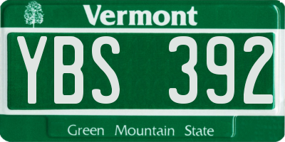 VT license plate YBS392