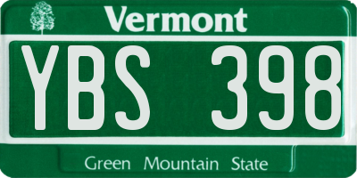VT license plate YBS398