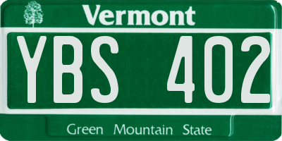 VT license plate YBS402