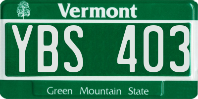 VT license plate YBS403