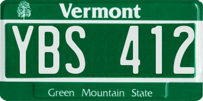 VT license plate YBS412