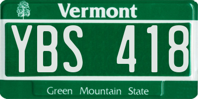 VT license plate YBS418