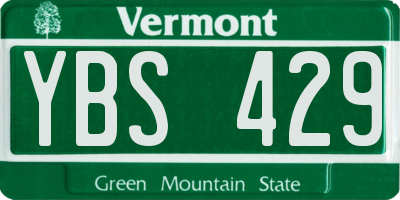 VT license plate YBS429