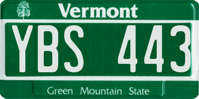 VT license plate YBS443