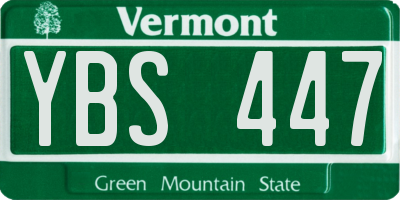 VT license plate YBS447