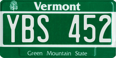 VT license plate YBS452