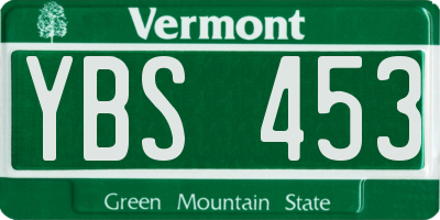 VT license plate YBS453