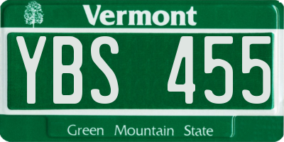 VT license plate YBS455