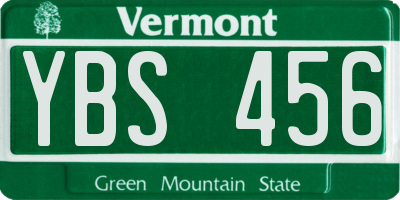 VT license plate YBS456