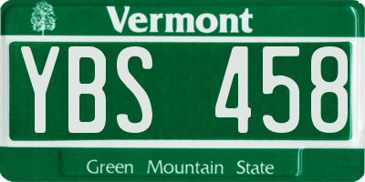 VT license plate YBS458