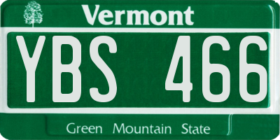 VT license plate YBS466