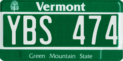 VT license plate YBS474