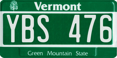 VT license plate YBS476
