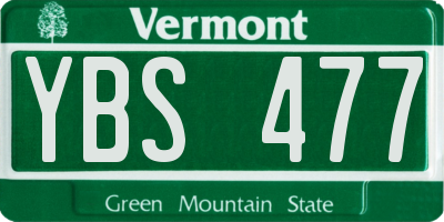 VT license plate YBS477
