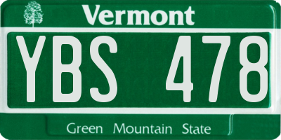 VT license plate YBS478