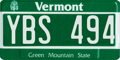 VT license plate YBS494