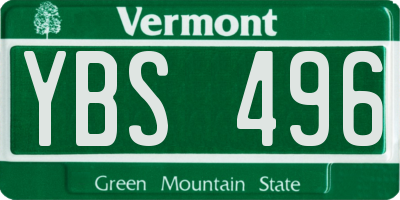 VT license plate YBS496