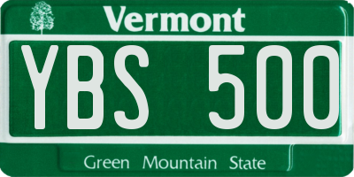 VT license plate YBS500