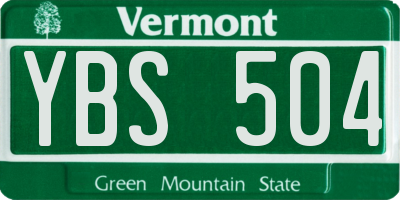 VT license plate YBS504