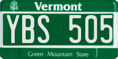 VT license plate YBS505
