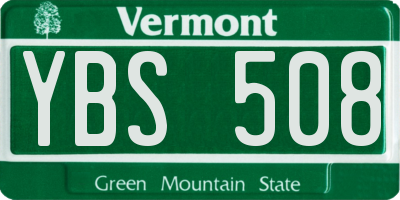 VT license plate YBS508