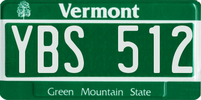 VT license plate YBS512