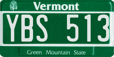 VT license plate YBS513